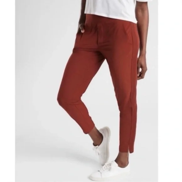 Athleta Brooklyn Ankle Pant Cinnamon Red Travel Lightweight Business Casual Pant - Picture 2 of 14